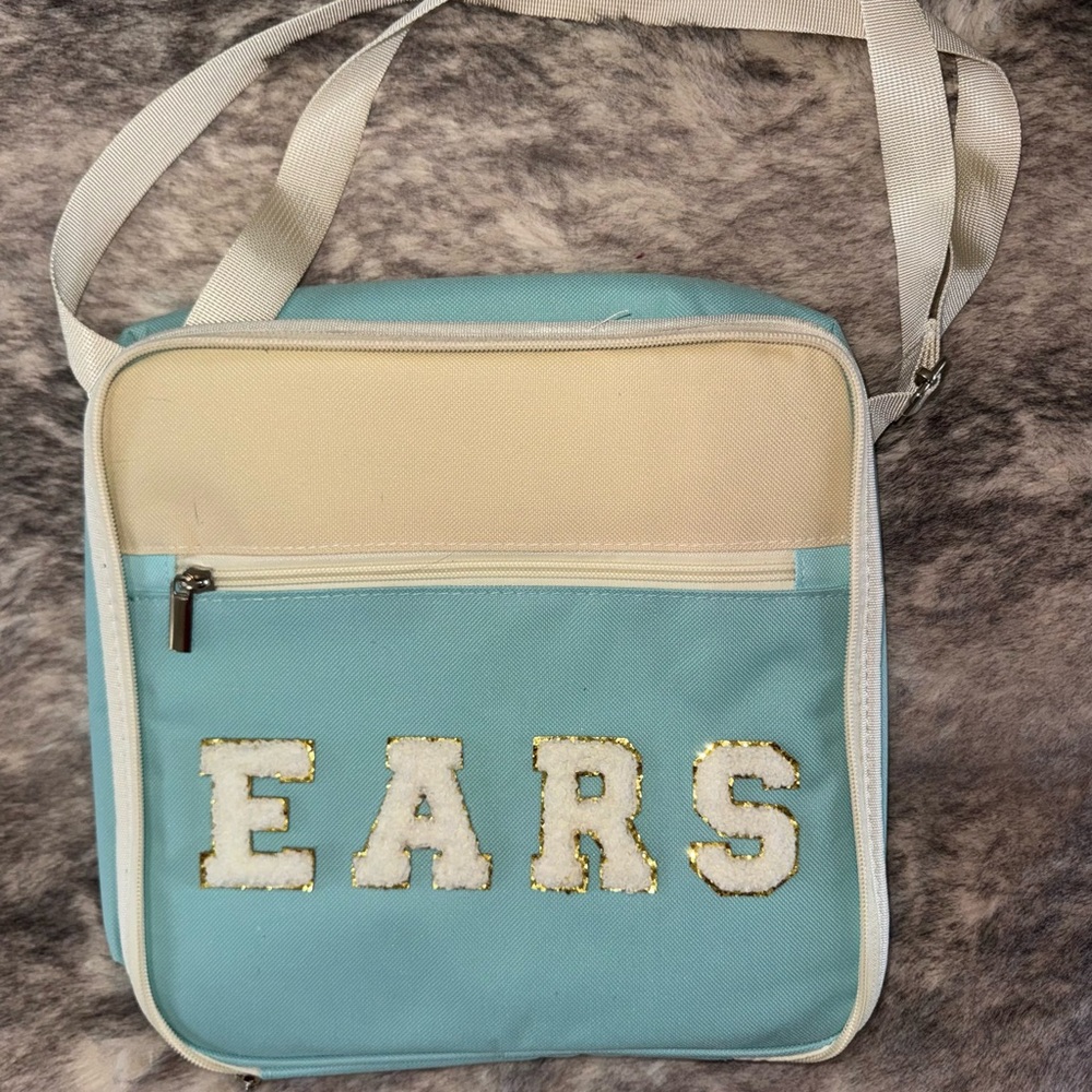 Disney EARS carrier Light Blue and Cream Crossbody Bag with Applique